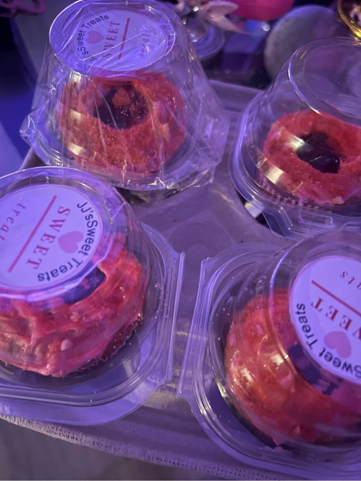 (B)- JJ’s Sweet Treats Strawberry Cookie Crumb Cupcake
